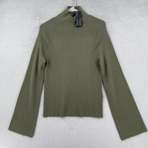 Banana Republic Sweater Women Large Green Ribbed Lenzing Ecovero Serene Heritage